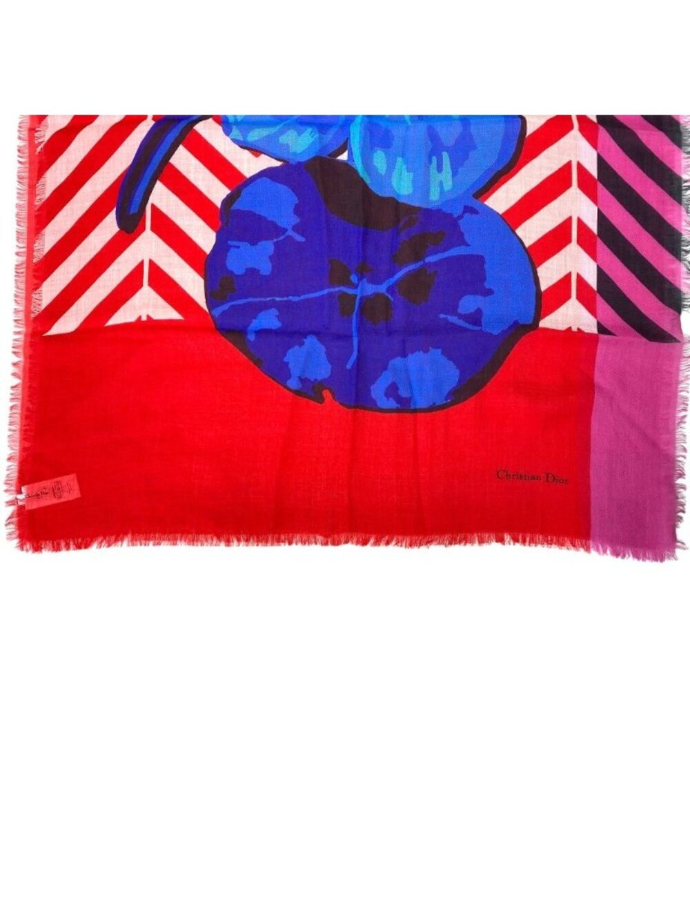 Dior Scarf Shawl Large Flower Red Cashmere Coordination Arrangement Neck Cover - Picture 4 of 10